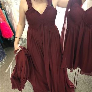 Floor length maroon dress